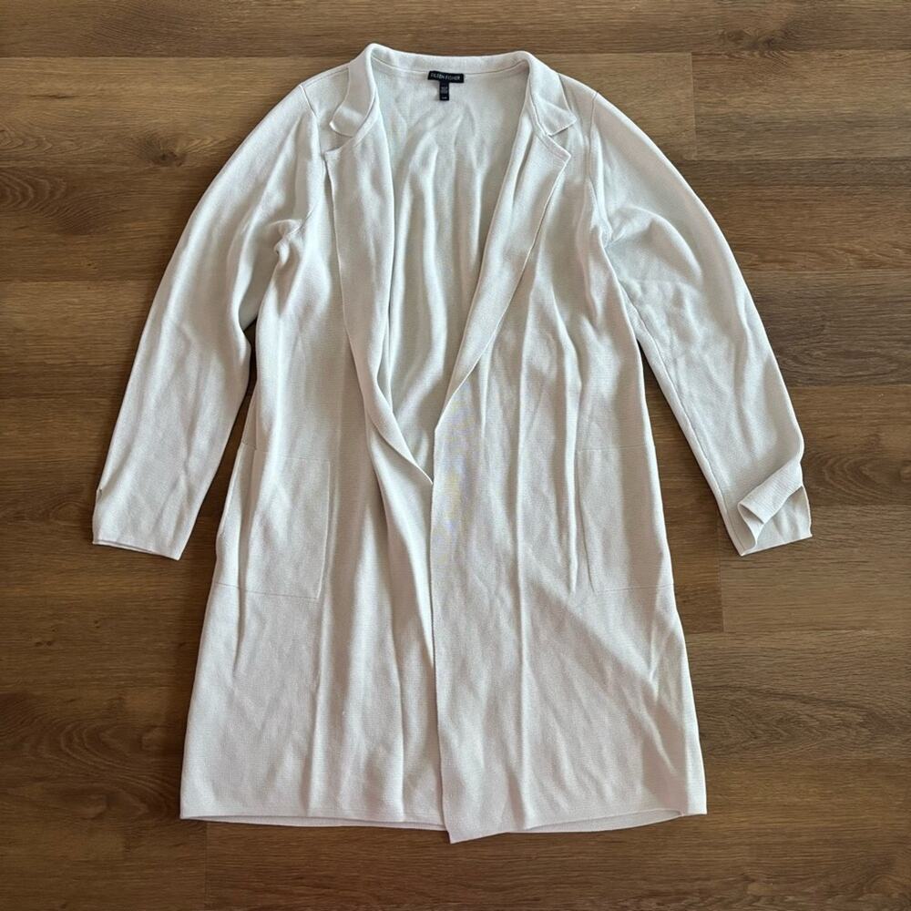 Eileen Fisher Long Silk Cotton Knit Cardigan Coat Size Large